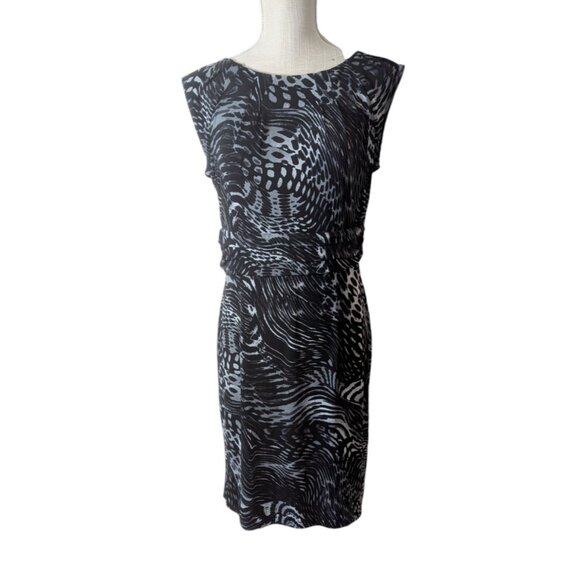 AB Studio Women's Large Gray Animal Print Knit Sheath Dress - Picture 1 of 5